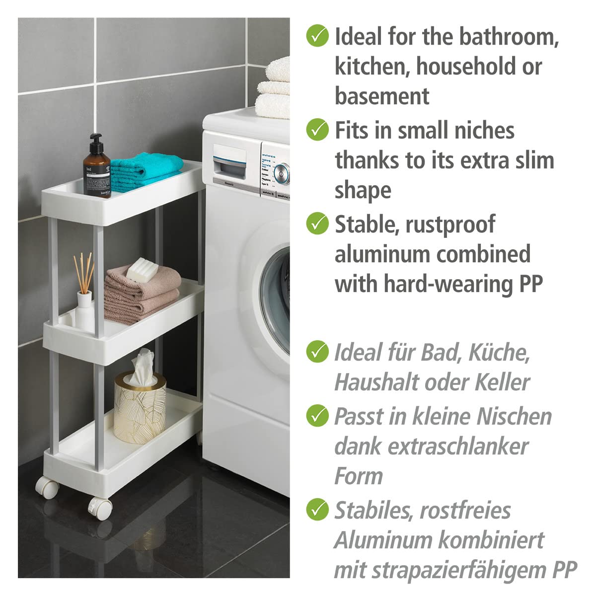 WENKO Mino Household and Bathroom Trolley