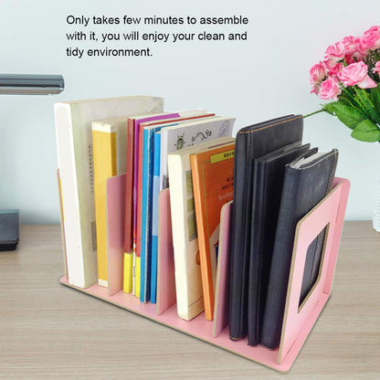 BOROCO File Organiser Desktop Organizer 4 Compartments Magazine Holders for Office School Organization and Storage (Pink)