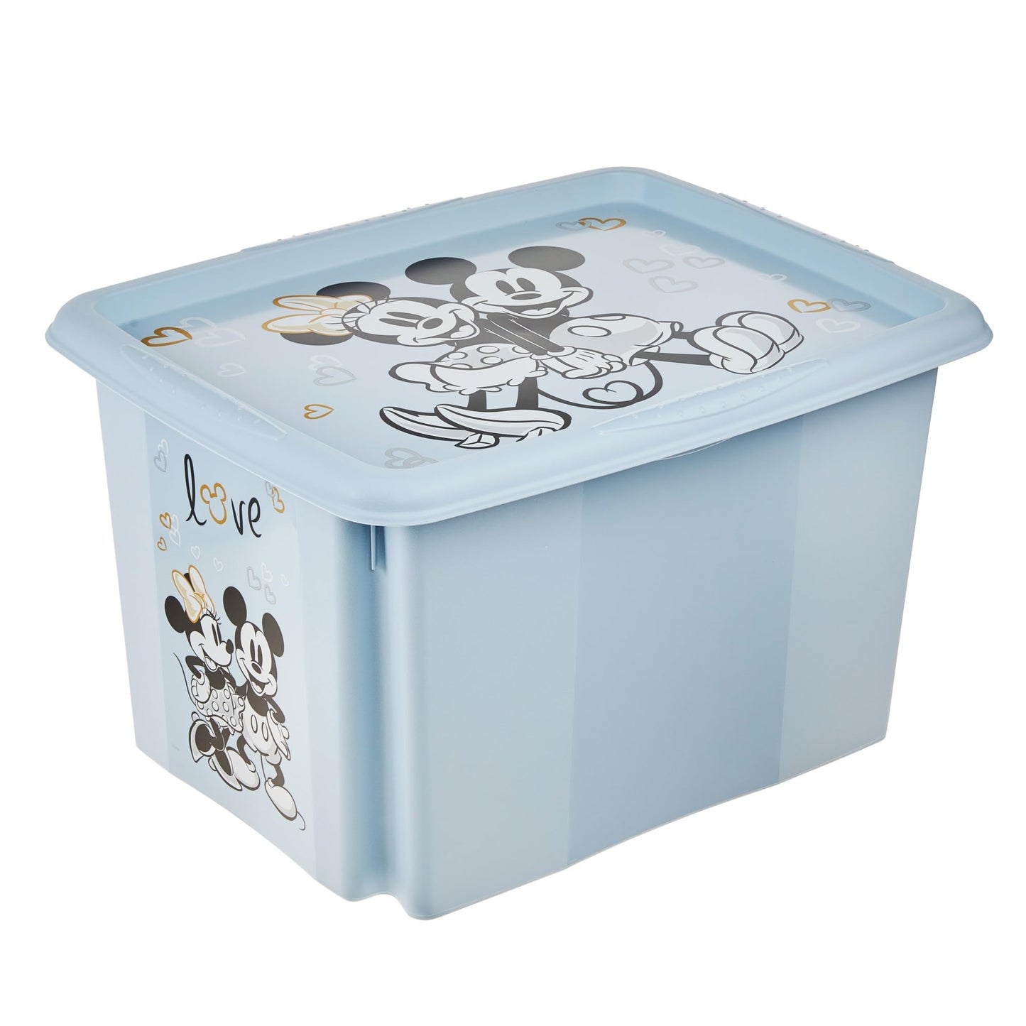 keeeper Karolina 2 x Mickey Storage Box with Lid, Rotating and Stackable, for Children, 30 L + 45 L, Cloudy Blue