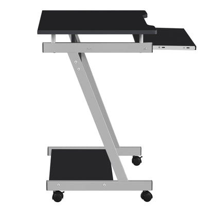 Yaheetech Small Computer Desk Z-Shaped PC Table on Wheels Movable, Black