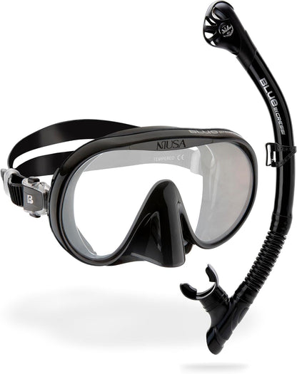 CRESSI Musa+ Scilla Combo Black - Adult Combo Set Musa Snorkeling Mask and Scilla Snorkel, Black, One Size