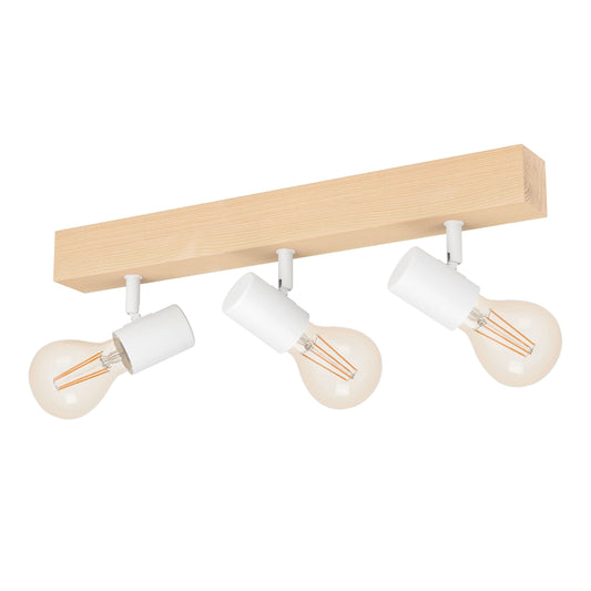 Eglo Ceiling Light Fitting Townshend 3, Vintage Ceiling lamp, Spotlight bar with 3 orientable spot Lights, Retro Light Fixture Made of Steel and Wood,