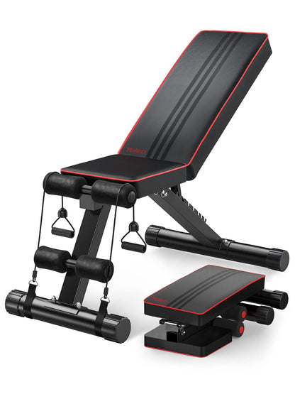 YOLEO Adjustable Weight Bench, 330lbs 7 Level Foldable Workout Bench Incline/Decline Utility Exercise Bench Ab Bench for Home Training Weight lifting