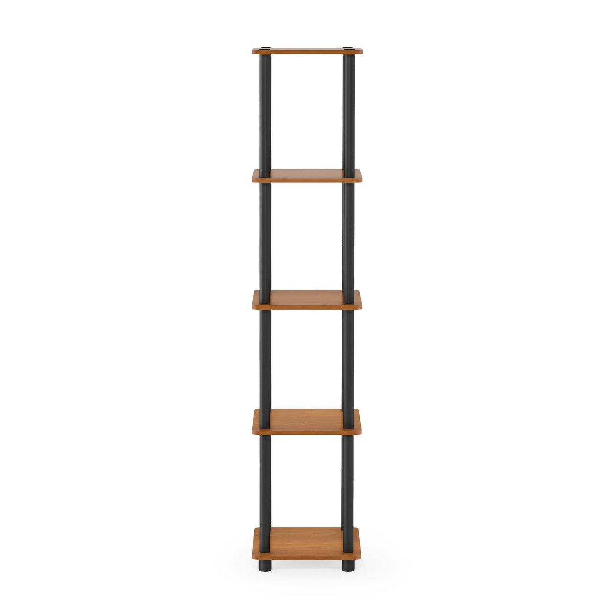 Furinno TURN-N-TUBE Storage Shelves, 5-Tier Square Book Shelf, Corner Shelf, Toolless Open Shelves, Round Tubes, for Organization and Storage