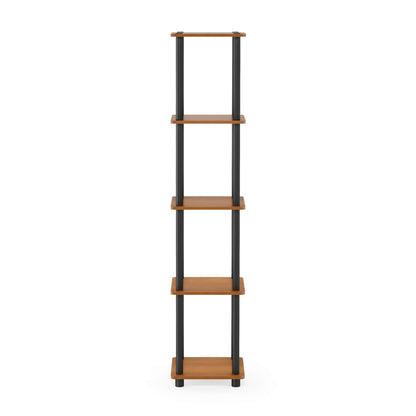 Furinno TURN-N-TUBE Storage Shelves, 5-Tier Square Book Shelf, Corner Shelf, Toolless Open Shelves, Round Tubes, for Organization and Storage