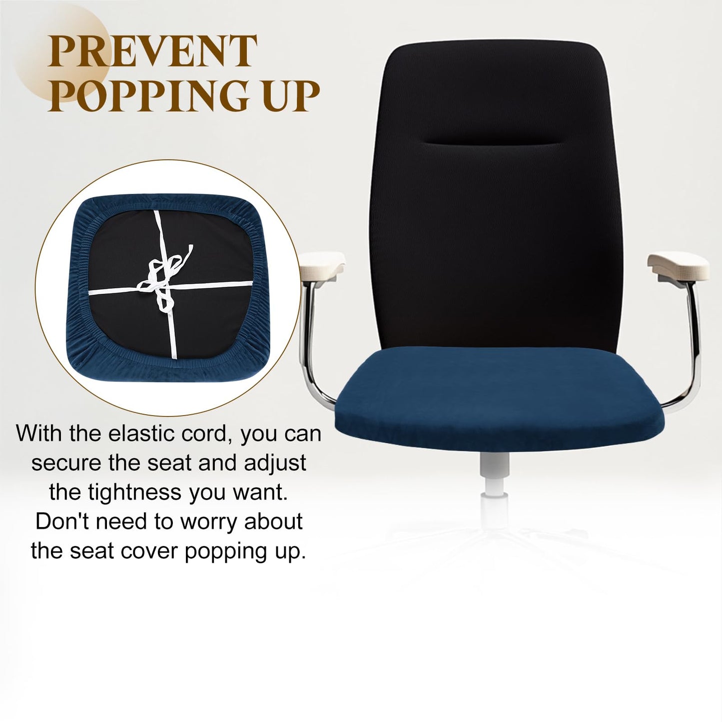 sourcing map Office Chair Cover, Stretchable Soft Rotating Chair Slipcover Washable Desk Computer Seat Cover Protector for Office Home, L(45-48cm)