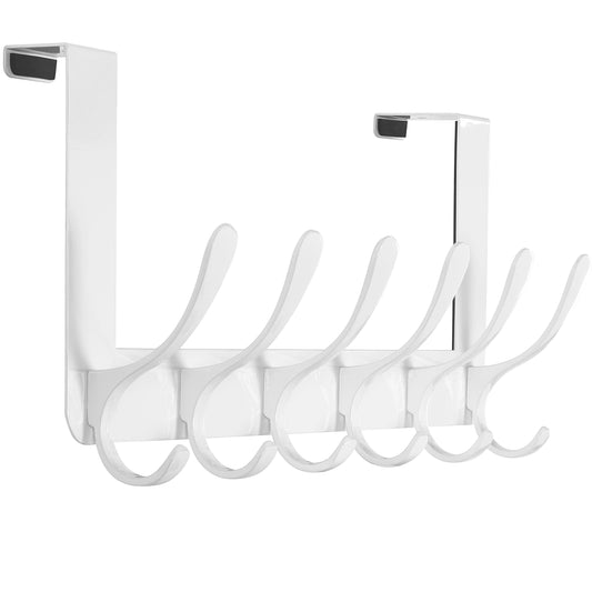 SKOLOO Over The Door Hooks - for Doors up to 4.5cm Thick, No Assembly Required, Stainless Steel Door Hanger with 6 Hooks, Over The Door Hanger for