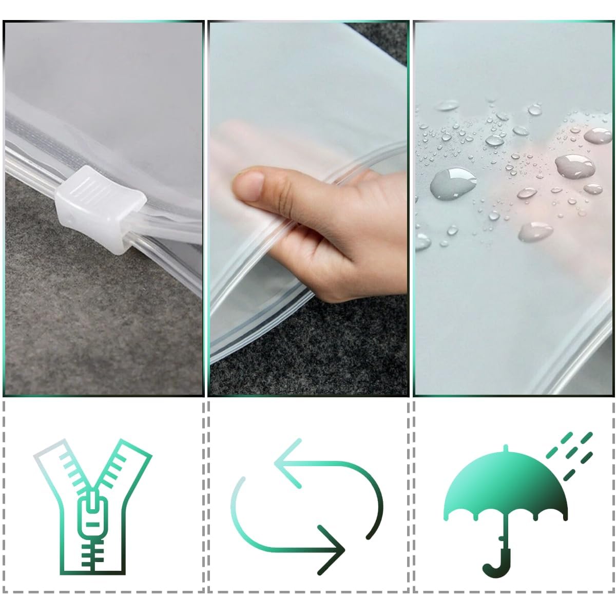 Reusable Zip Lock Bags, 30pcs 40x30cm Plastic Travel Storage Bags Organiser No Holes Hospital Bag Organiser Pouches Frosted Waterproof ziplock bags