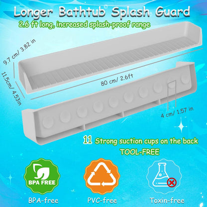 Sycle circle 2.6ft Silicone Bathtub Splash Guard with Toys Storage Bag