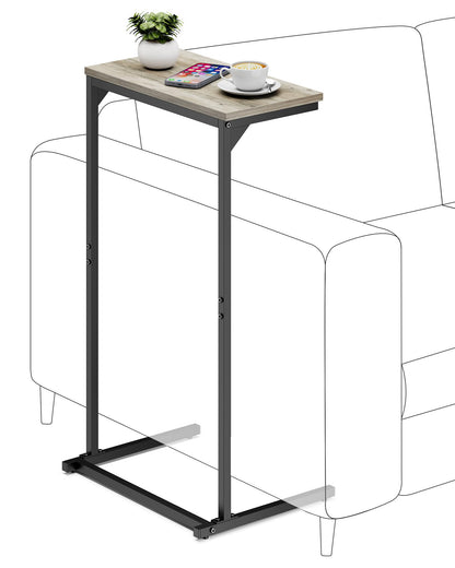 TUTOTAK C Shaped Side Table, Small End Table, 28.7 inch Tall Couch Table, Sofa Table, Living Room, Bed Room, Greige TB01BG071EU