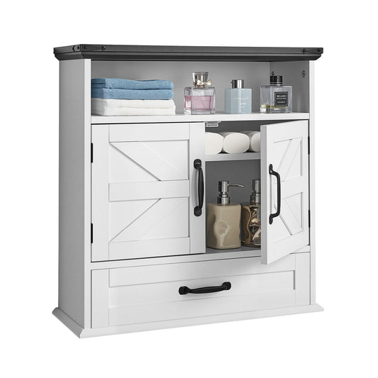 VEVOR Bathroom Wall Cabinet, 2 Doors & Adjustable Shelf, Over the Toilet Storage Medicine Cabinet Wall Mounted, Hanging Organizer with Drawer & Open