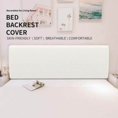 Easy-Going Stretch Bed Headboard Slipcover, Small Square Jacquard Furniture Cover, Dustproof Protector Cover for Bedroom Decor (Queen, Cream)