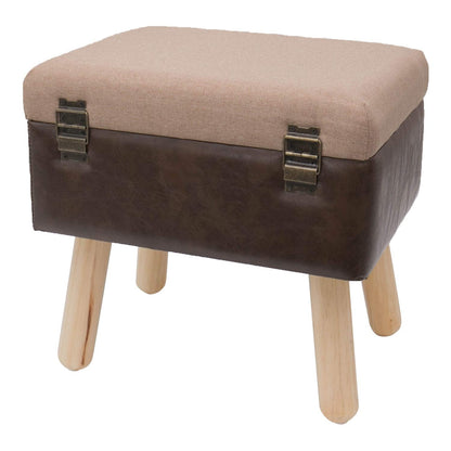 HMF Vintage Stool with Wooden Storage Space 40 x 32 x 39 cm Brown Classic