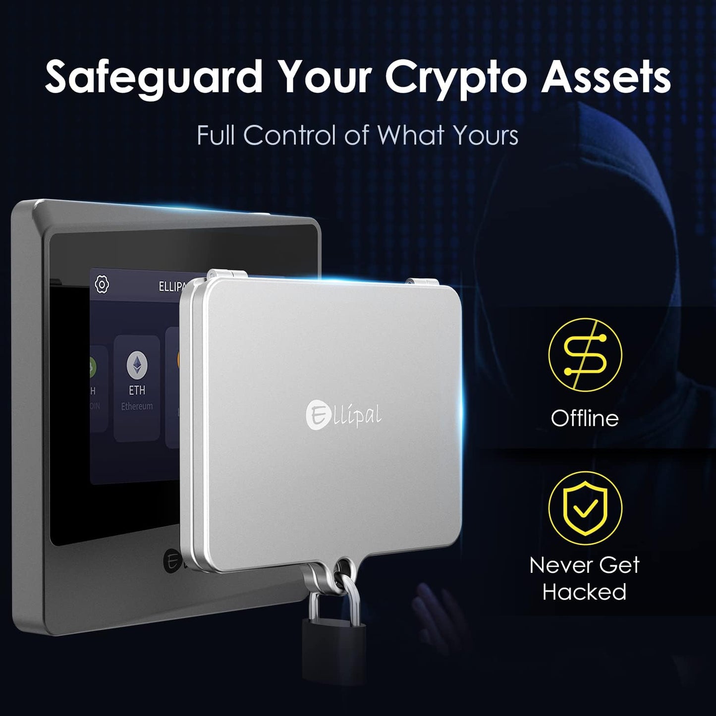 ELLIPAL Crypto Seed Phrase Backup, 316 Stainless Steel Metal Seed Phrase Storage with Lock Hole, 24 Words Backup, Compatible with BIP39 Hardware