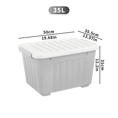 Cetomo 35L*6 Storage Boxes with Lids, Plastic Storage Box with Wheels and Secure Side Latches, Stackable & Nestable Organizer for Home, Office