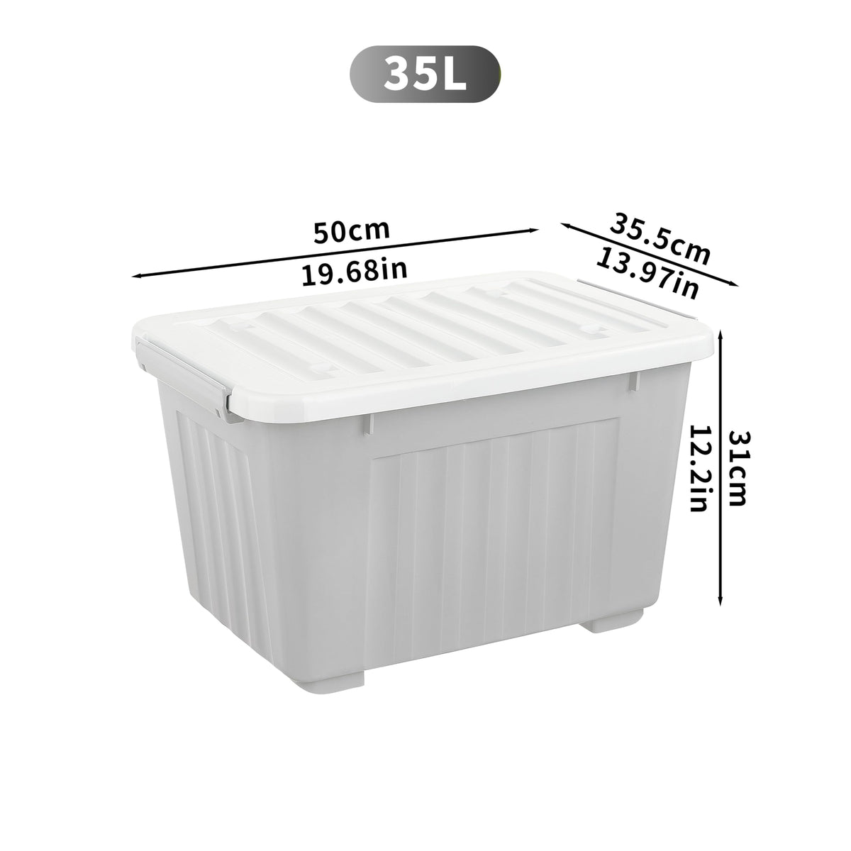 Cetomo 35L*4 Storage Boxes with Lids, Plastic Storage Box with Wheels and Secure Side Latches, Stackable & Nestable Organizer for Home, Office