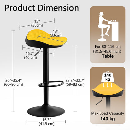 YOUNUOKE Yellow Bar Stools Set of 2 Backless Breakfast Barstools