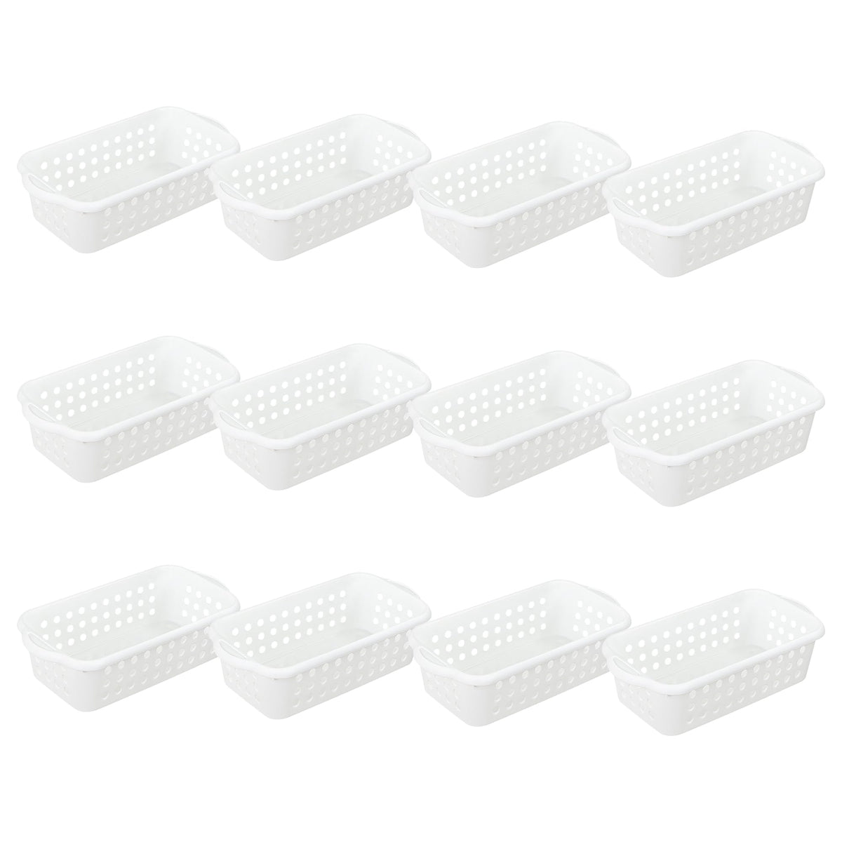 Cetomo Plastic Storage Baskets with Handle, Storage Boxes, Shelf Basket Organizer with Hole, Open Top Storage Bin for Shelves Home Kitchen Office