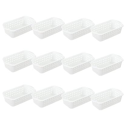 Cetomo Plastic Storage Baskets with Handle, Storage Boxes, Shelf Basket Organizer with Hole, Open Top Storage Bin for Shelves Home Kitchen Office