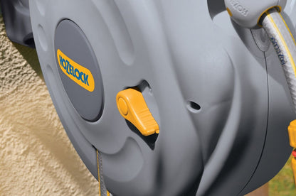 HOZELOCK - Auto Reel Wall-mounted Reel 10m: Easy to Install, Child-lock, Auto-rewind, Ready-to-use Reel with Nozzle, Fittings, Hozelock Hose and