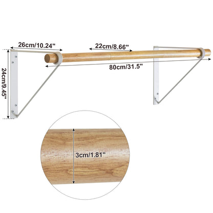 IBUYKE Wall Wardrobe Coat Rack,Wood Wall Mounted Clothes Rail,Hallway Furniture in Industrial Style, Modern Wardrobe Rail，Coat Rack for Entrance