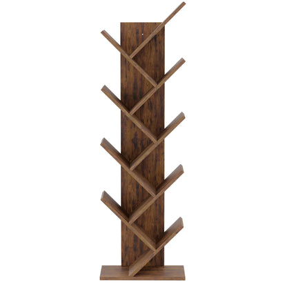 Mondeer Tree Bookshelf, 8 Tier Bookcase Free Standing, Rustic Brown