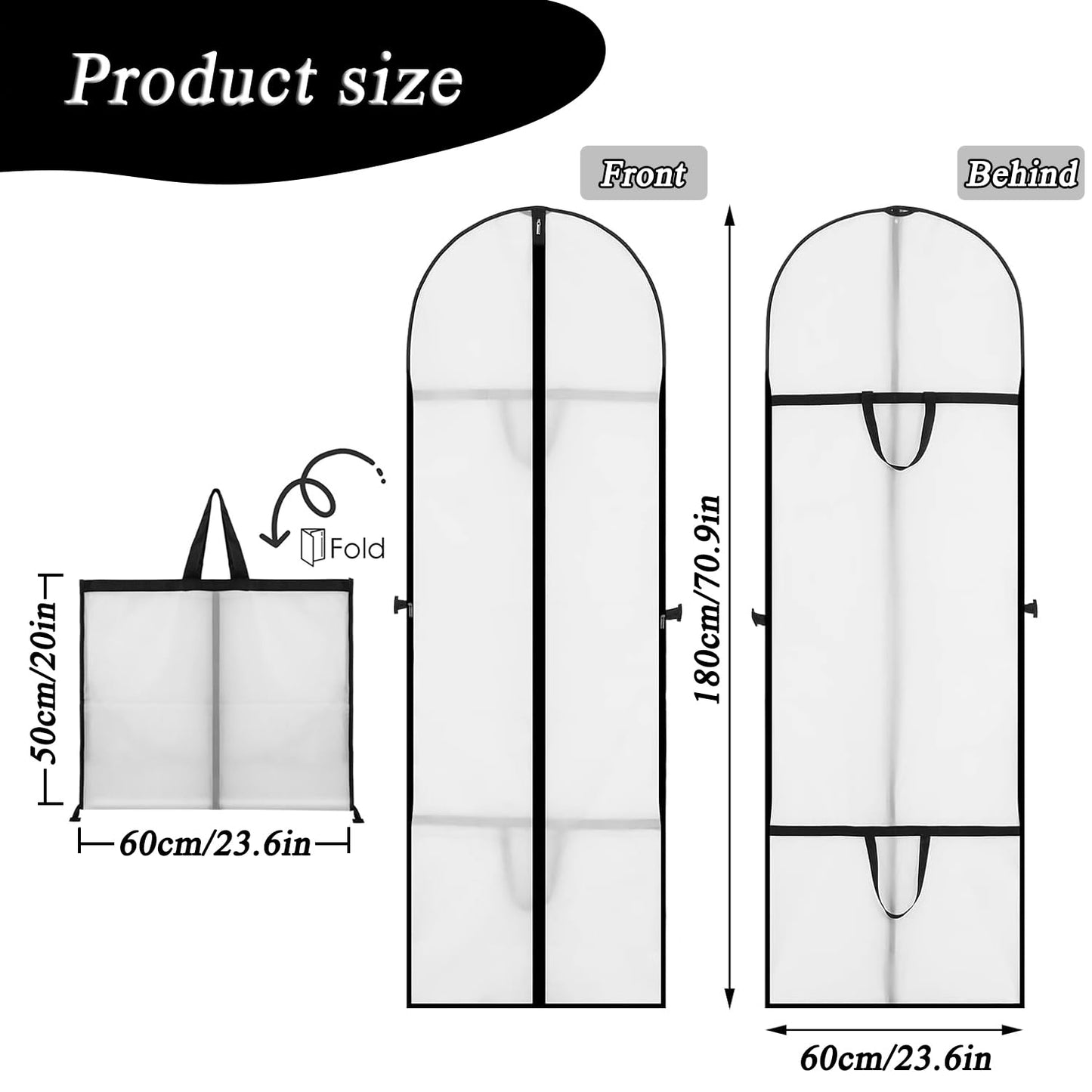 1 Pack Long Dress Covers Bag Dust Proof Clothes Covers Moth Proof Garment Bag Wedding Dress Bag Folding Long Coat Cover for Coat Gowns Dresses Shirts
