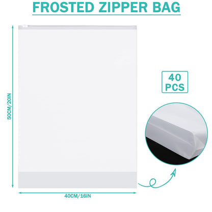 40 Pcs Clear Storage Bags, Reusable Travel Clothes Bags, 50 x 40 CM