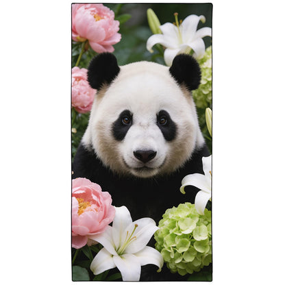 Violetpos Panda in Peonies & Lilies Beach Towel, Extra Large 180x90 cm 250GSM Microfibre, Sand Free Quick Dry