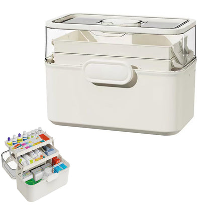 SagTuol Medicine storage, Medicine box, 3-layer Medicine organiser with handle, portable Large Medicine Box, for Home, Office, School, Emergencies