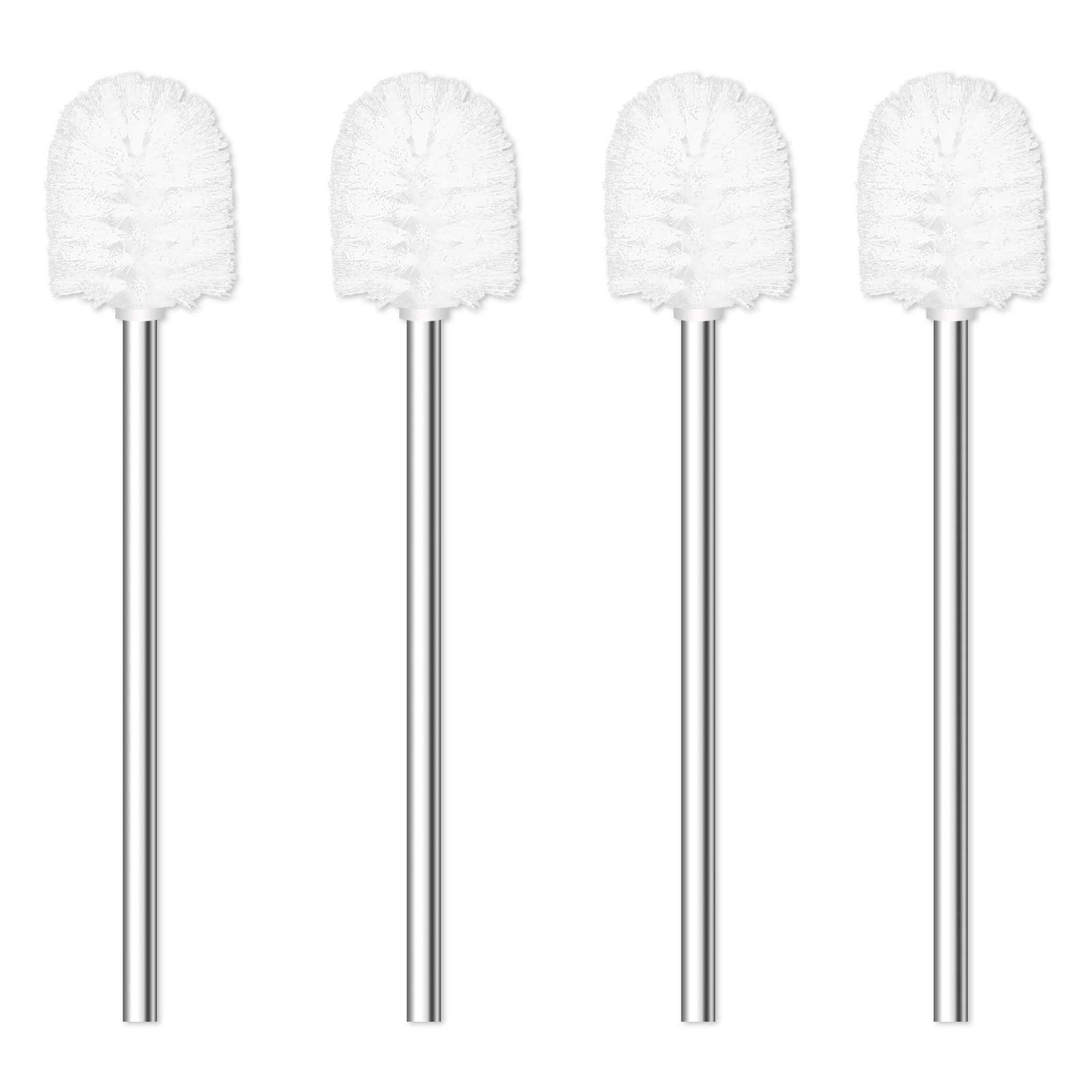 Toilet Brush, 4PCS Toilet Brushes with Stainless Steel Handle, Standing Stainless Steel Toilet Brushes for Bathroom Toilet-Ergonomic, Elegant,Durable