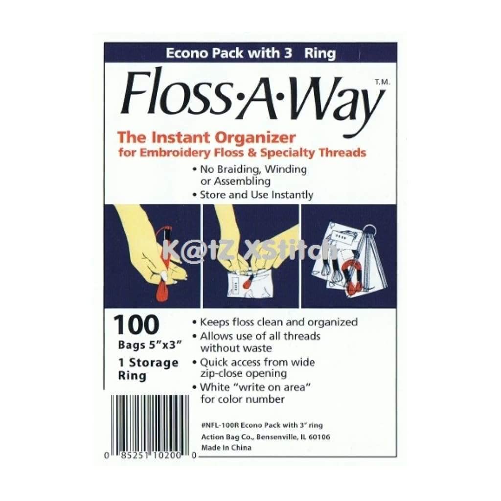Action Bag FL100R Floss-A-Way Organizer, 3 x 5 inches 100/Pkg, Red