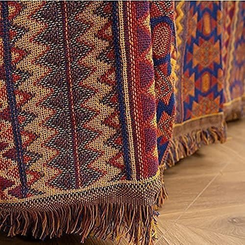 VANJOROY Bohemian Sofa Large Throw Blanket with Tassels For 2 3 Seater, 100% Handwoven Cotton Knitted Armchair Settees Throw for Couch and Bed (180 *