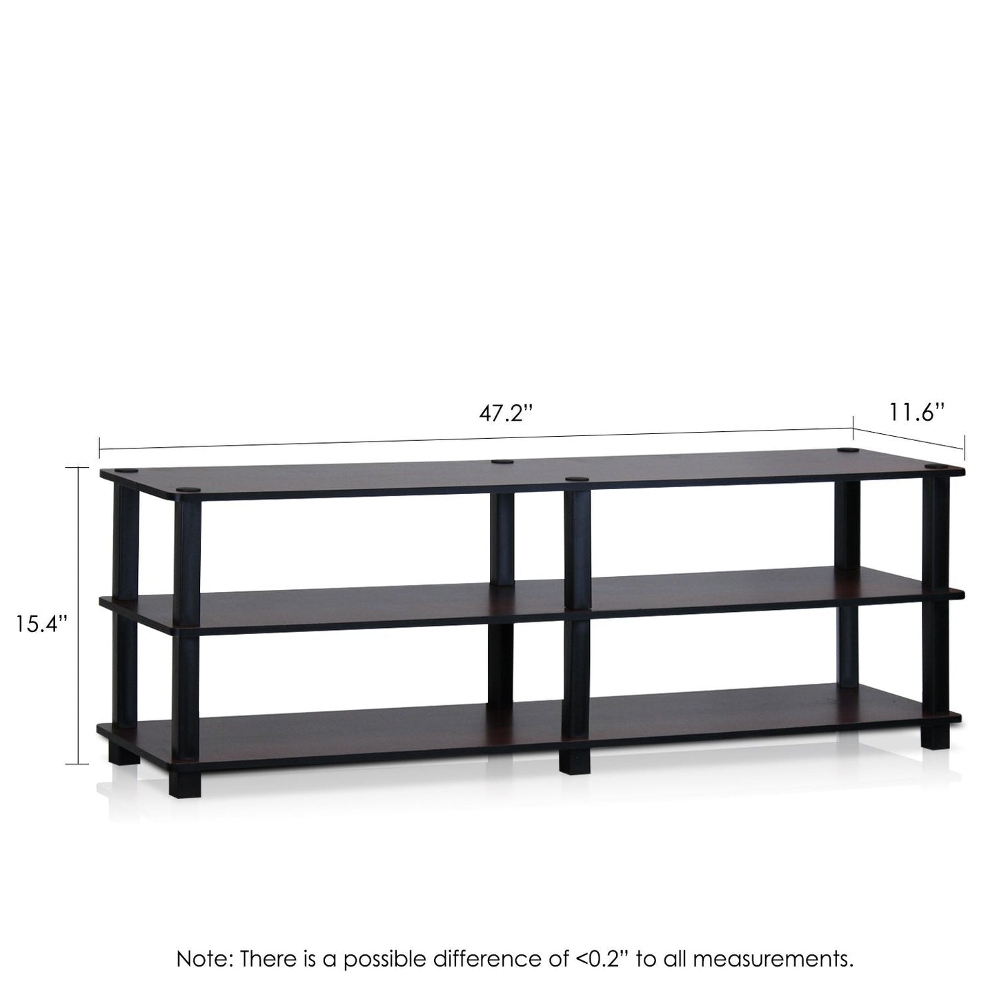 Furinno TURN-S-TUBE TV Stand, 3-Tier No Tools Entertainment Center, TV Console for TV up to 46 Inch, for Living Room, Bedroom, Dark Cherry
