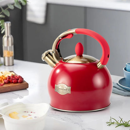 SUSTEAS Stove Top Whistling Tea Kettle-Surgical Stainless Steel Teakettle Teapot with Cool Touch Ergonomic Handle,1 Free Silicone Pinch Mitt