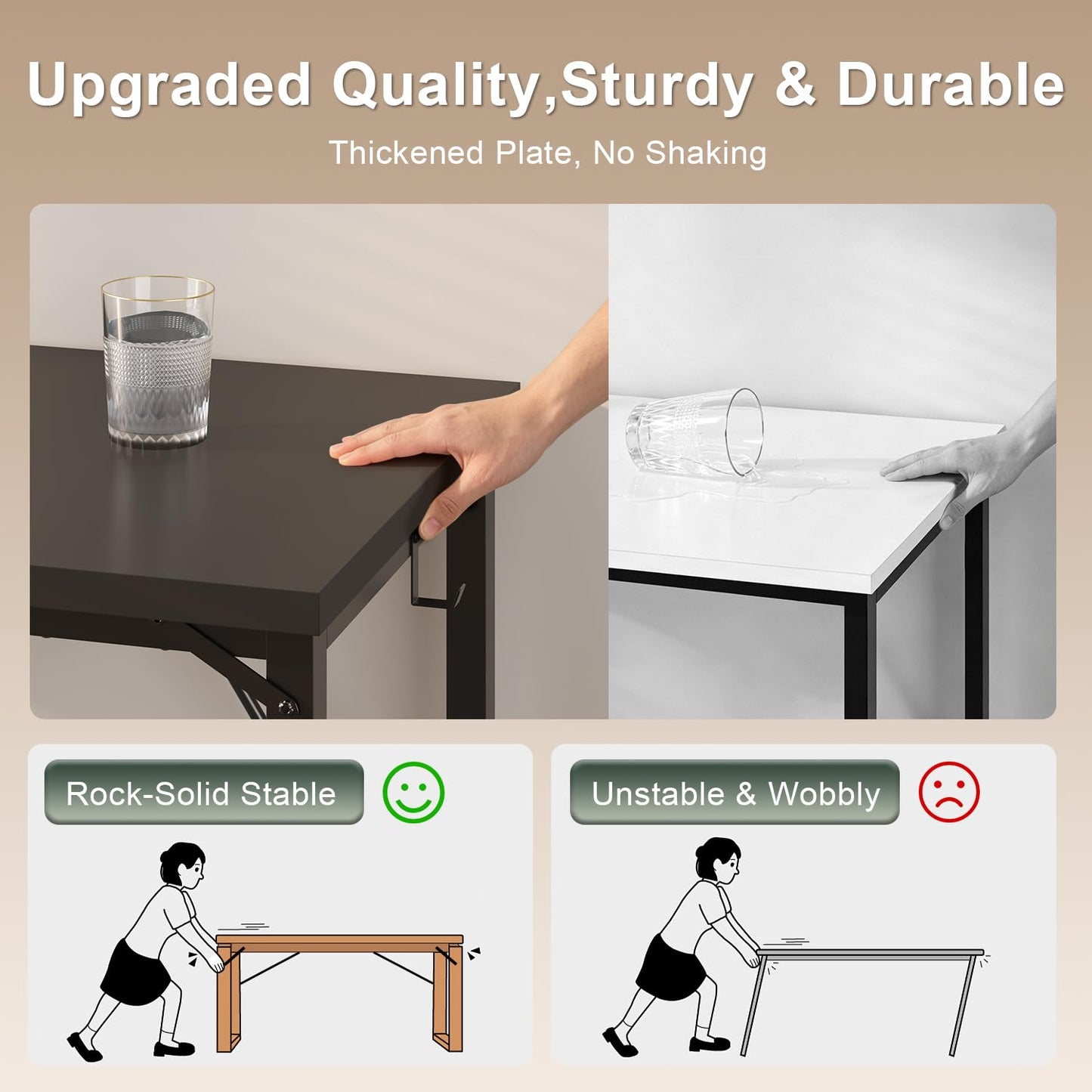 JUMMICO Computer Desk Table Workstation 120 x 50 x 75 cm for Office Living Room Bedroom Simple Assembly Industrial Design Black Desk Metal Frame,Black