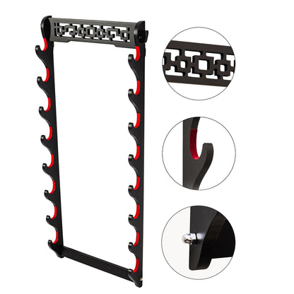 FOXSMZZ Sword Holder Wall Mount Samurai Sword Stand Display Katana Wakizashi Tanto Wall Hanger Sword Rack Five Layer (8-Tier)