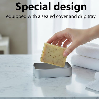 2-Pack Travel Soap Case, Aluminum Soap Dish with Lid - Compact Portable Shower Holder & Storage Saver for Home, Bathroom, Travel, and Camping