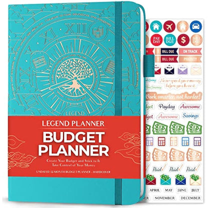 Legend Budget Planner – Financial Organizer Book. Money Account & Expense Tracker Notebook Journal for Household Monthly Budgeting (Turquoise)