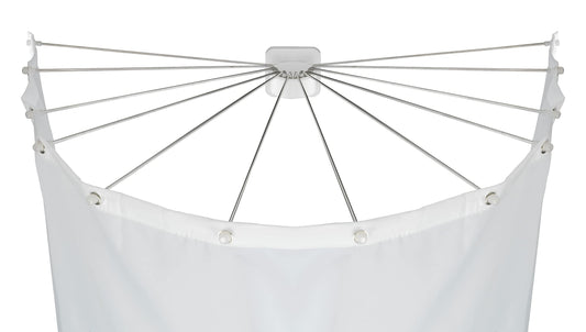 WENKO Shower Screen with Stainless Steel 12 Arms Shower Spider Shower Curtain Holder 96 x 10.5 x 72 cm White