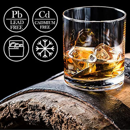 CRYSTALIA Luxury Whiskey Glasses Set of 6, 100% 305ml Heavy Base Tumbler Glasses, Old Fashioned, Bar Drinking Glasses for Whiskey and Irish Whisky