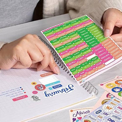 colortouch Sticker Set - 2500+ Pcs Monthly, Weekly, Daily Stickers - 32 Sheets Journal Sitckers Album for Planner, Organizer, Calendar, Album, Journal, Daily, Notebook, Bullet Journal, Homework