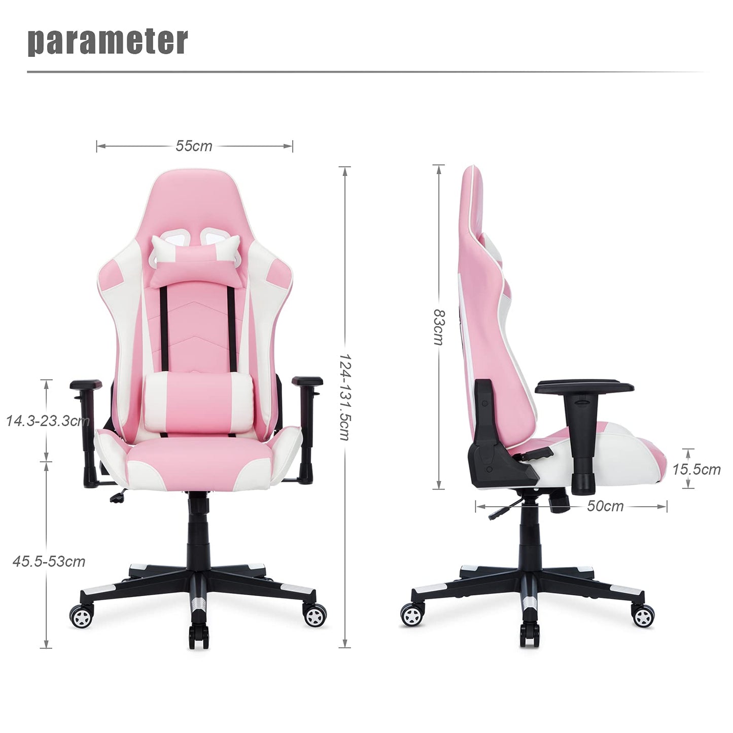 IntimaTe WM Heart Gaming Chair,Ergonomic Racing Chair,Adjustable High Back PC Gaming Chair with Arms and Back Support,Swivel Leather Desk Chair with