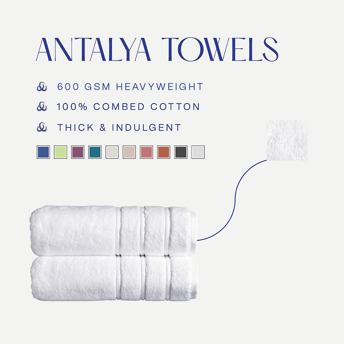 Christy Antalya Large Bath Towels | Set of 2 | 100% Turkish Cotton | 600GSM | Soft Plush Luxury Towel Set | 70cm x 125cm | Quick Dry | White