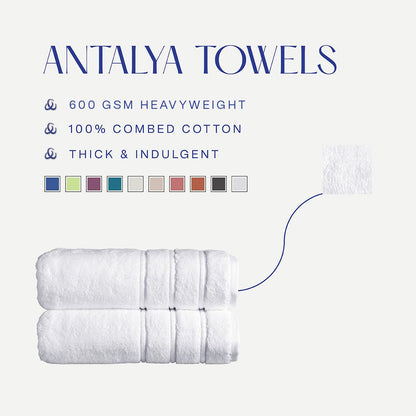 Christy Antalya Large Bath Towels | Set of 2 | 100% Turkish Cotton | 600GSM | Soft Plush Luxury Towel Set | 70cm x 125cm | Quick Dry | White