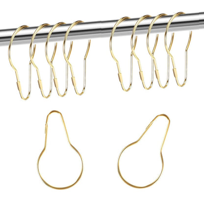 TA-VIGOR 20pc Shower Curtain Rings - Metal Decorative Hooks, Loop Hangers, Hanging Clips for Bathroom/Kitchen Curtain Rods, Gold
