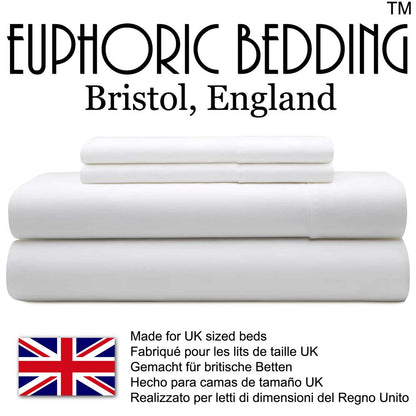 Euphoric Gifts WHITE 100% Pure Cotton (Egyptian Cotton) DOUBLE Duvet Cover Bed Set - includes duvet cover, fitted sheet & pillowcases