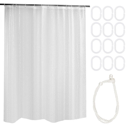 JRJRN Semi Transparent Shower Curtain 180 X 200 Cm, Peva Mould Proof Liner