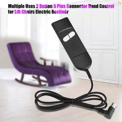 CHICIRIS Recliner Chair Controller, Recliner Armchair Controller with Up and Down, 2 Button 5 Pin Remote Hand Control Replacement Switch Parts