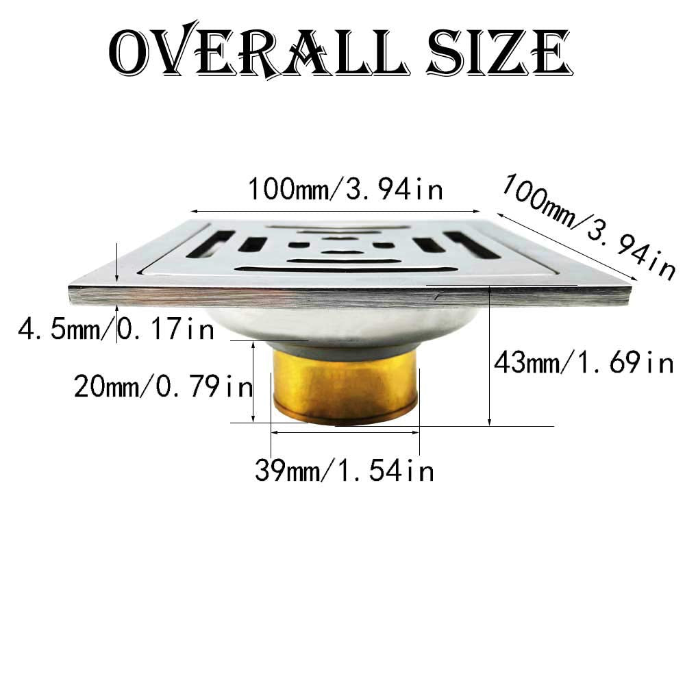HERKINDNESS Floor Drain, Stainless Steel Wet Room Drain, Floor Ground Drain with Anti-Backflow Valve, Double Layer Filtration, Effective Anti-Odor